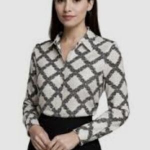 Karl Lagerfeld Japanese Crepe Long Sleeve Floral Button Down Size M